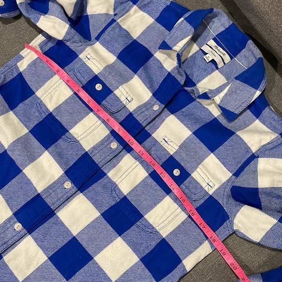 Madewell Classic ExBoyfriend Buffalo Plaid light Blu Checker Button down Flannel - Picture 10 of 13